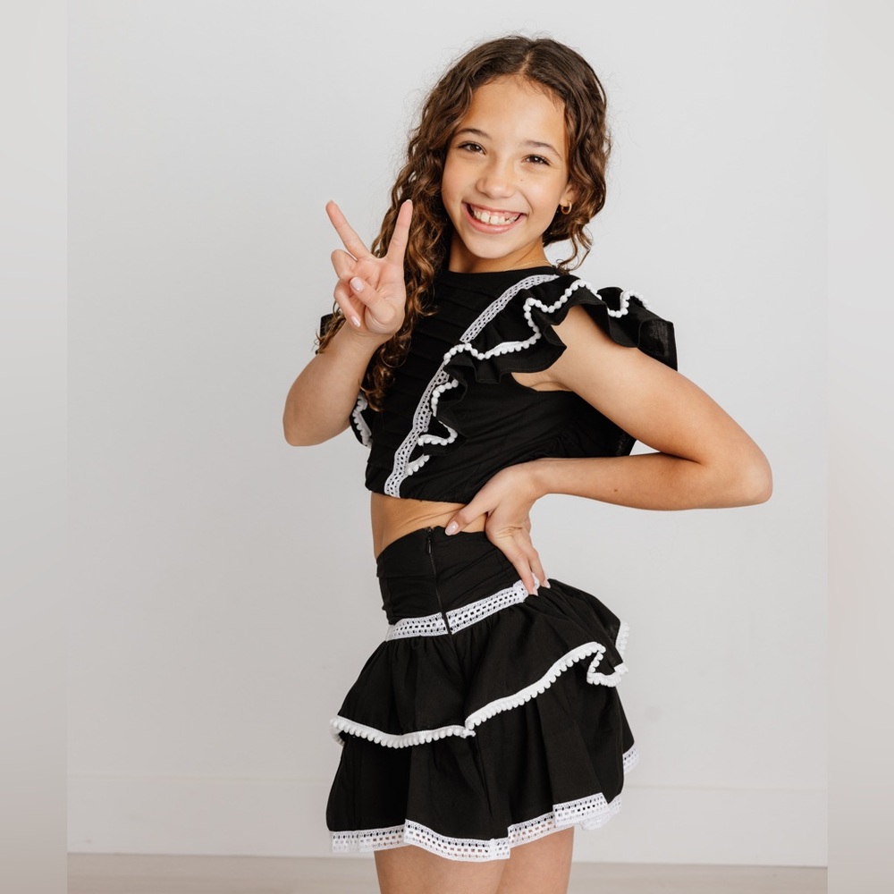 IF SO Black White Trim Two Piece Dress Size 10/12